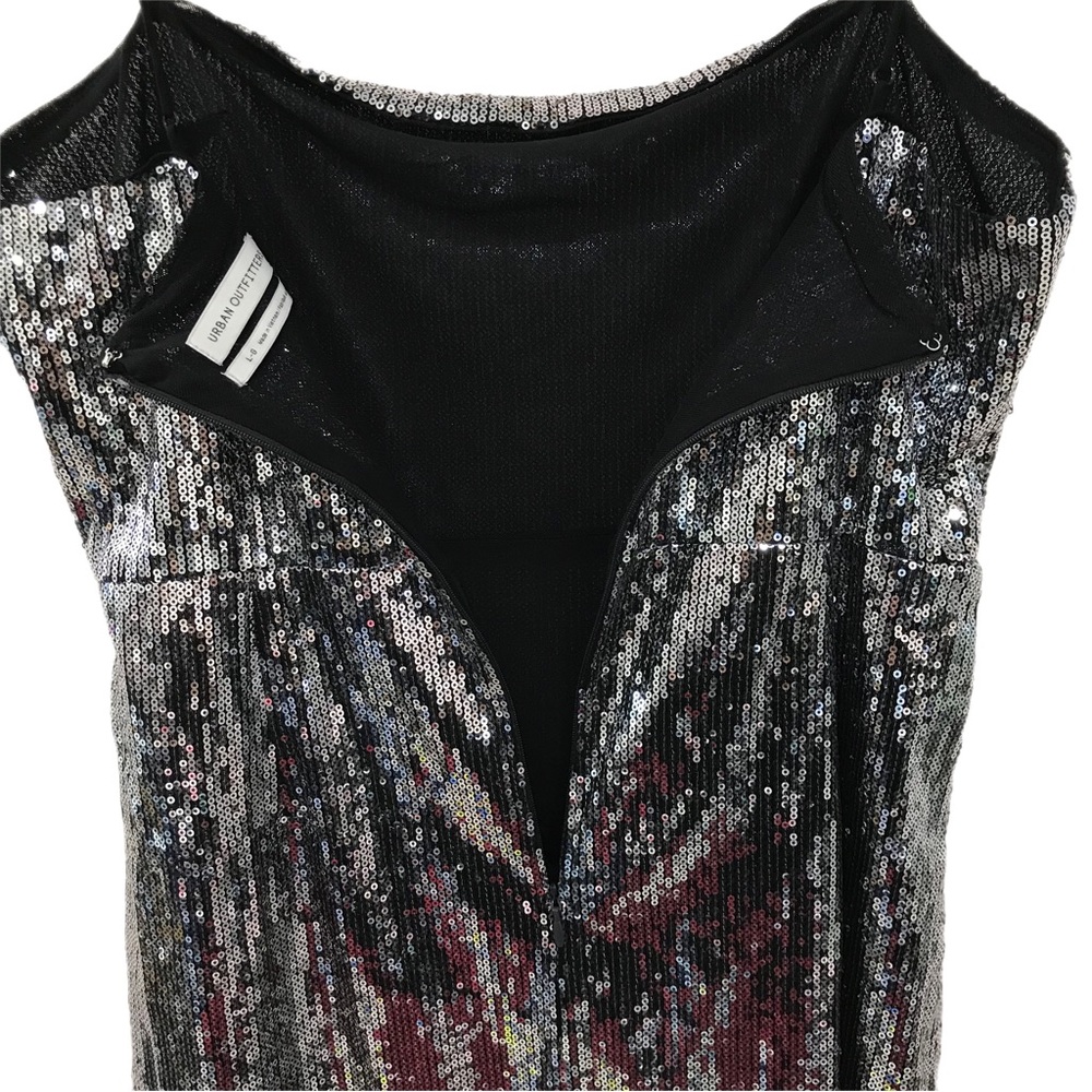 Urban Outfitters Silver Sequins Mini Dress Bodycon Spaghetti Strap - Picture 4 of 8